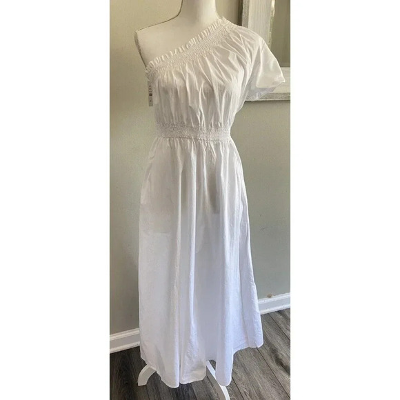 NWT J.Crew Dress Smocked One Shoulder Maxi White Size Small S New - Picture 1 of 6